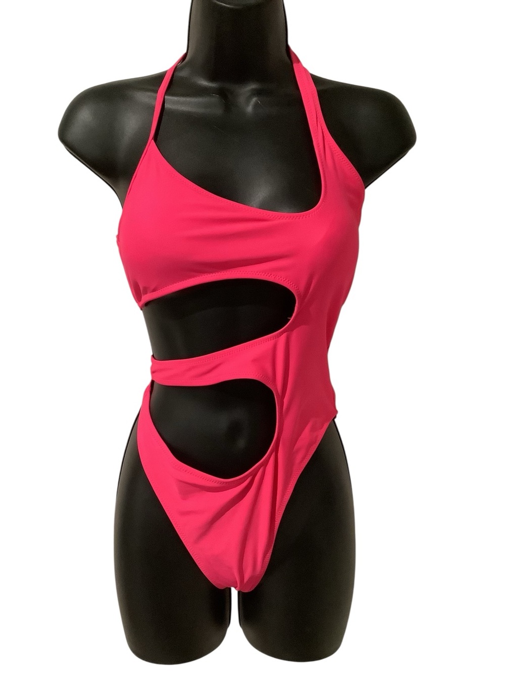 Hot Pink Asymmetric Cutout One-Piece Swimsuit Brand New